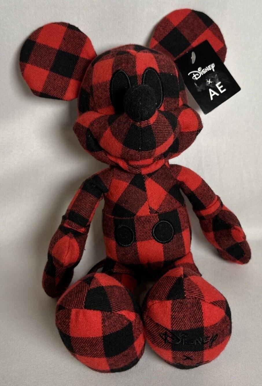 Disney Mickey Mouse American Eagle Special Edition Plush Doll Red Buffalo Plaid